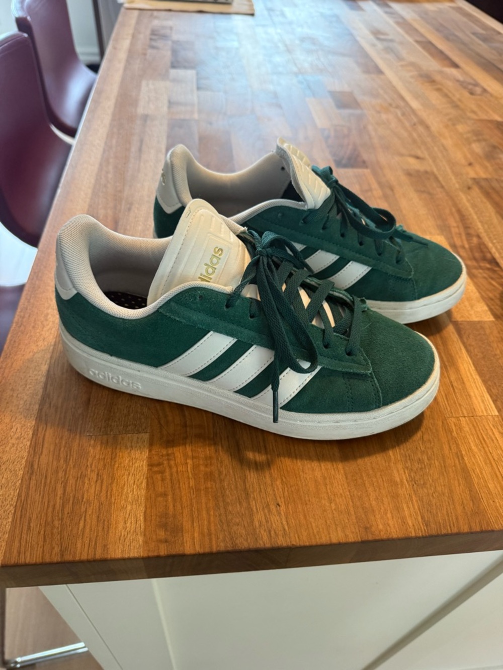 adidas Green and White Suede Athletic Sneakers - Picture 1 of 4